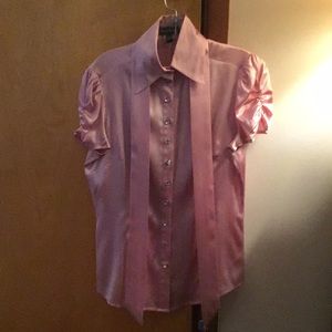 Pink satin Bebe blouse